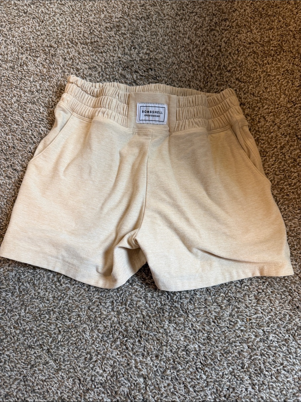 Bombshell Sportswear Beige Elastic Waist Lounge Shorts